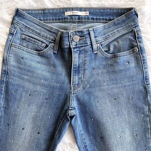 Levi's Women's Jeans 711 Skinny Blue Jeans 26 Rhinestone Stretch